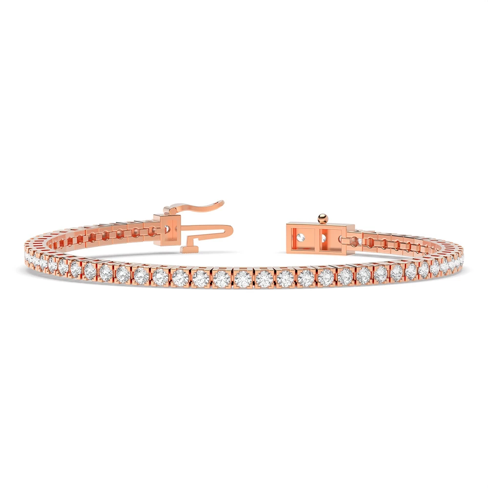 4 Prong Rose Gold Box design Tennis Bracelets
