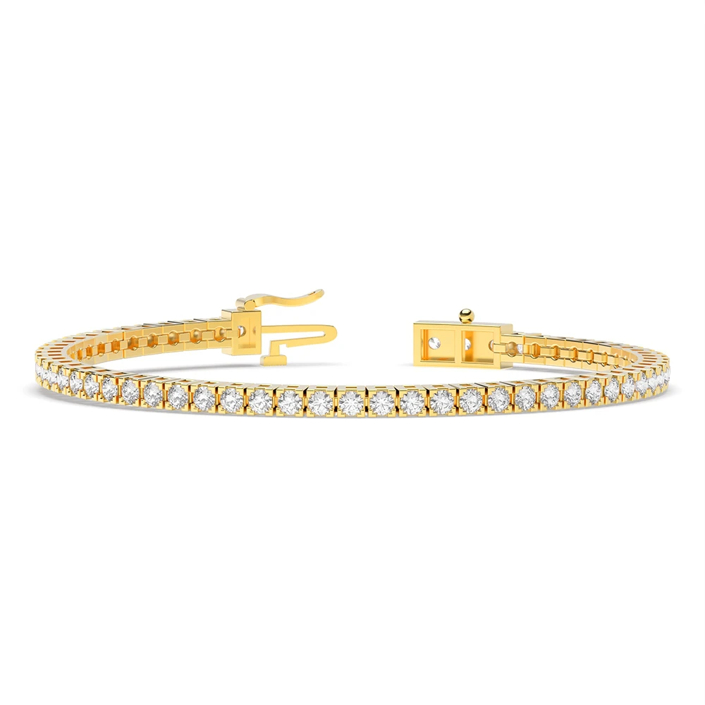 4 Prong Yellow Gold Box design Tennis Bracelets