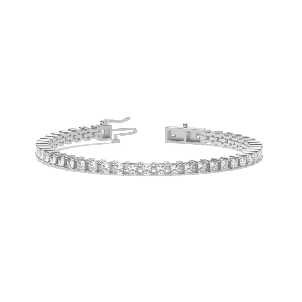 4 Prong White Gold Line Tennis Bracelets