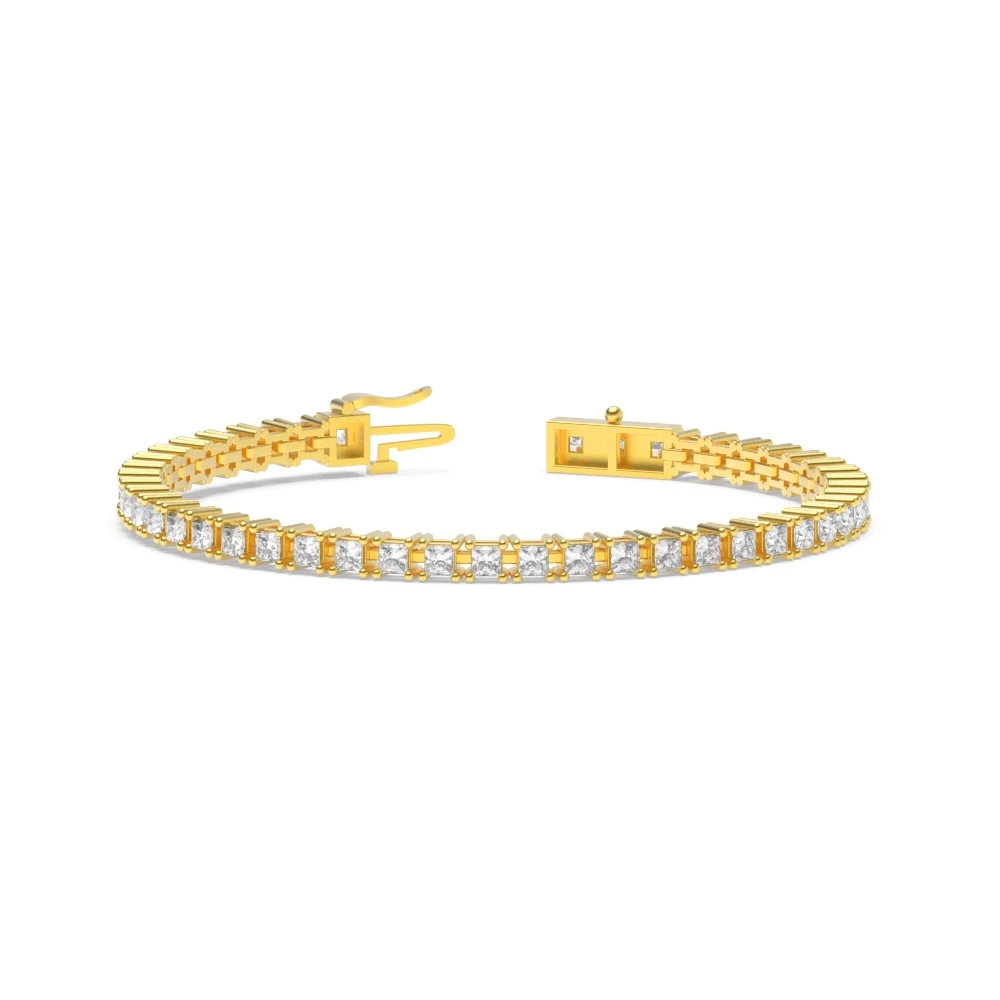 4 Prong Yellow Gold Line Tennis Bracelets