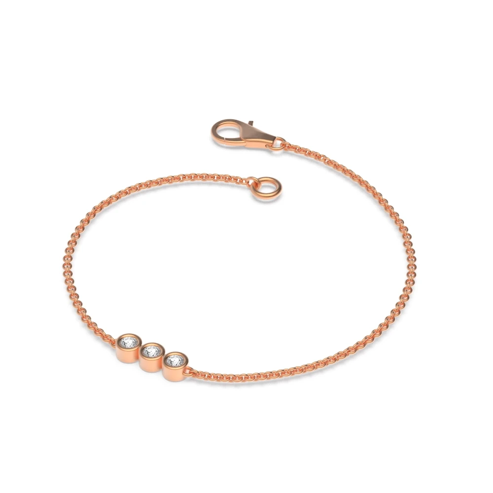 Bezel Setting Rose Gold Triology Bracelets