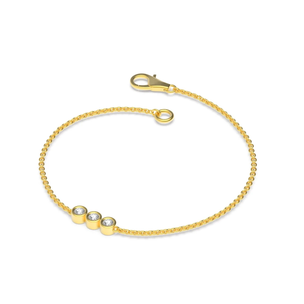 Bezel Setting Yellow Gold Triology Bracelets