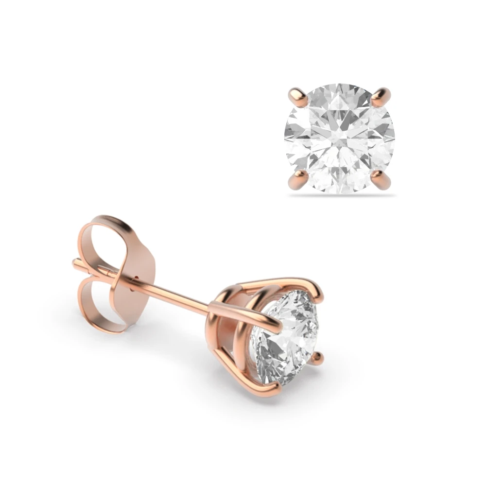 4 Prong Rose Gold Classic basket Earrings