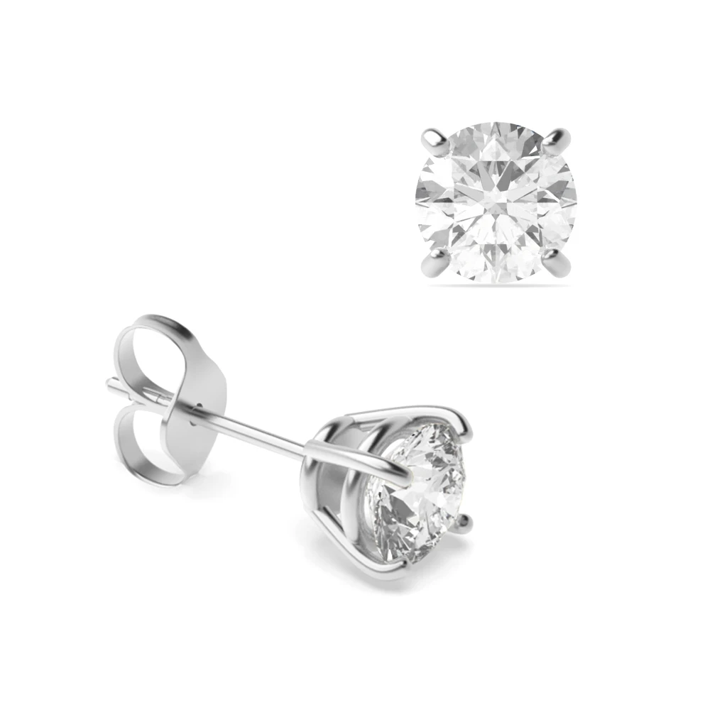 4 Prong Platinum Classic basket Stud Earrings