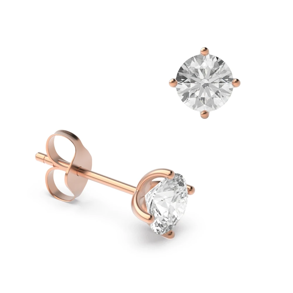 4 Prong Rose Gold Classic open set Earrings