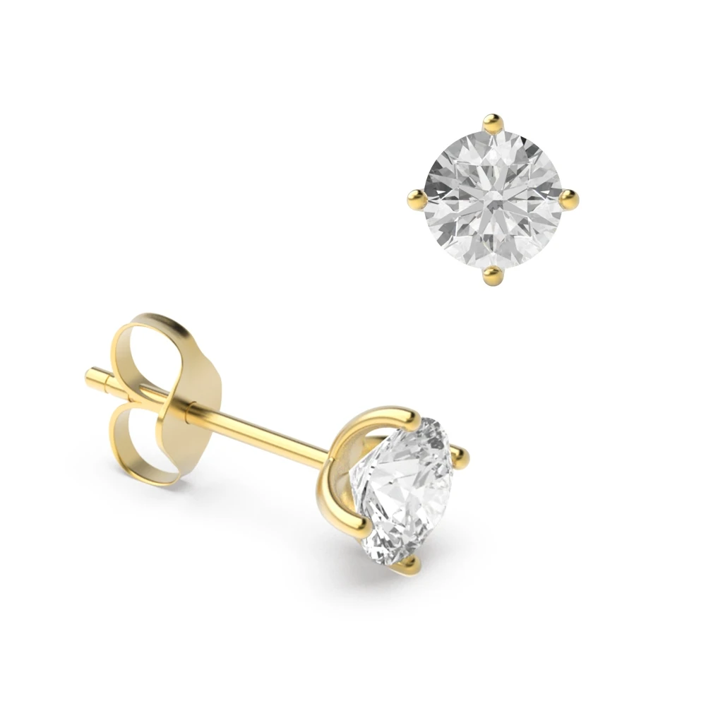 4 Prong Yellow Gold Classic open set Stud Earrings