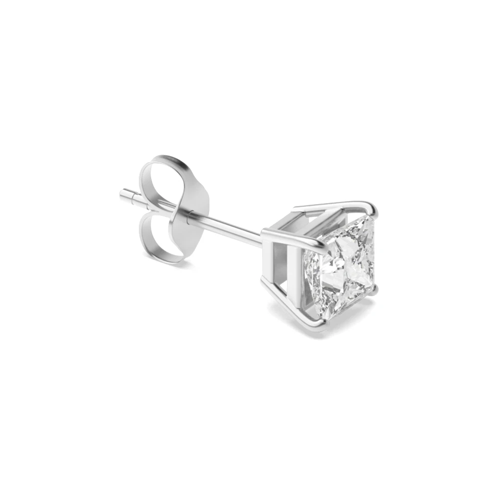 4 Prong Platinum Square Single Earring