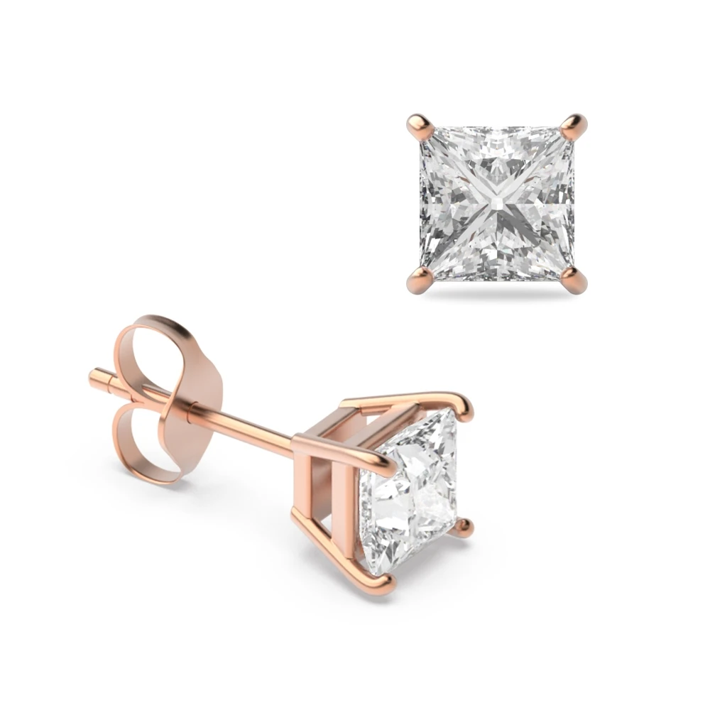 4 Prong Rose Gold Regalia Earrings