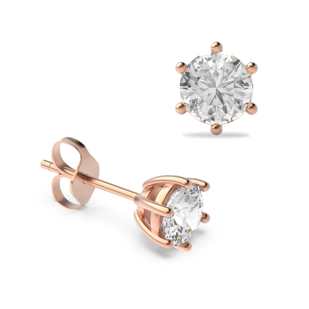 6 Prong Rose Gold Promise Earrings