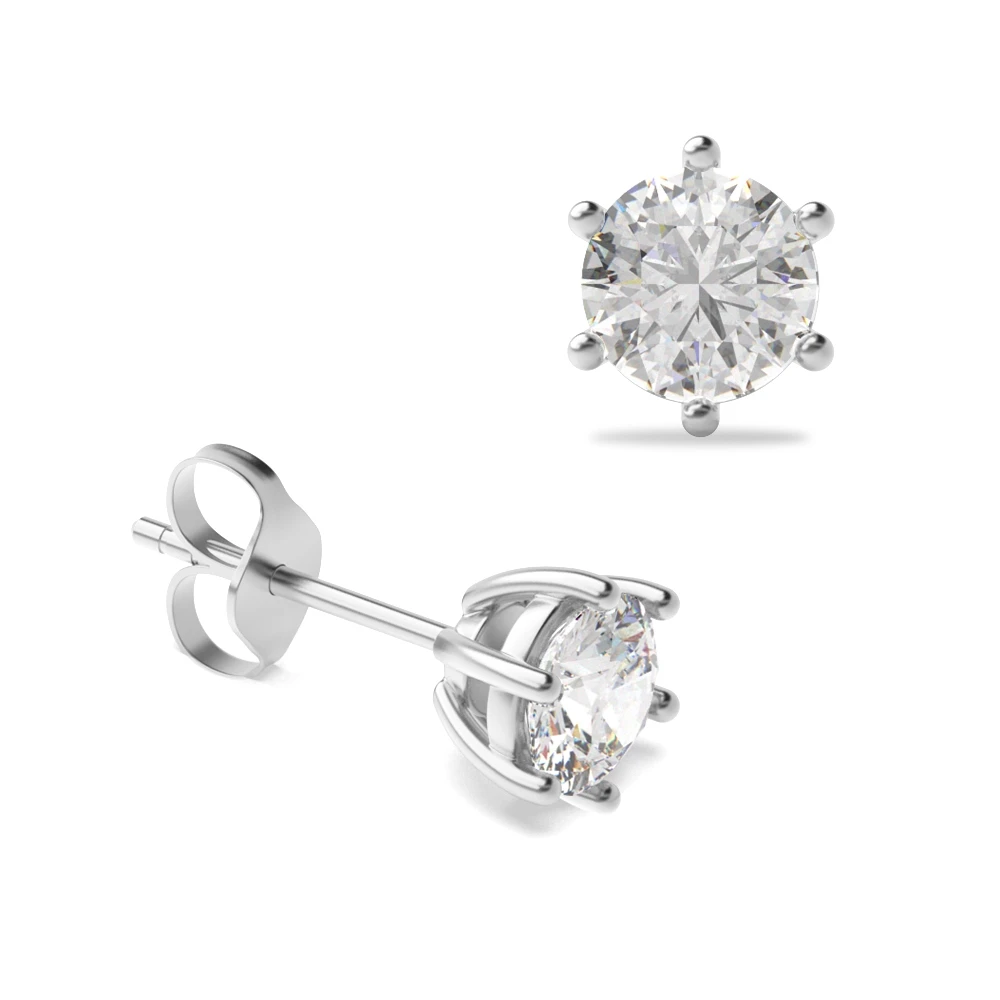 6 Prong Platinum Promise Stud Earrings