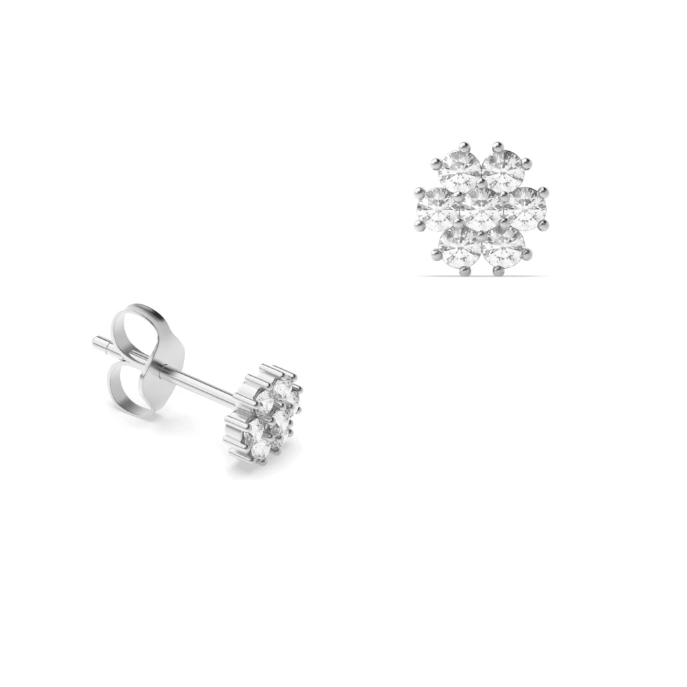 4 Prong Flower styled petit Cluster Earrings