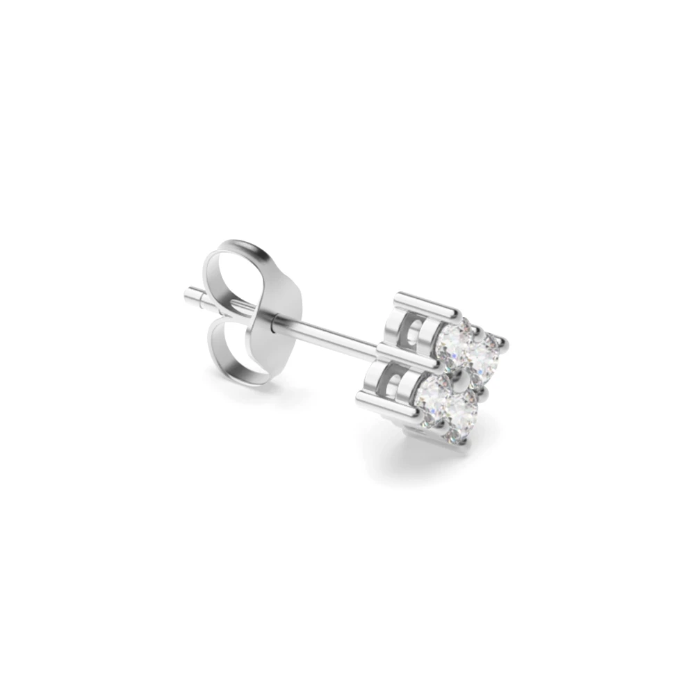 4 Prong Square cluster Stud Single Earring