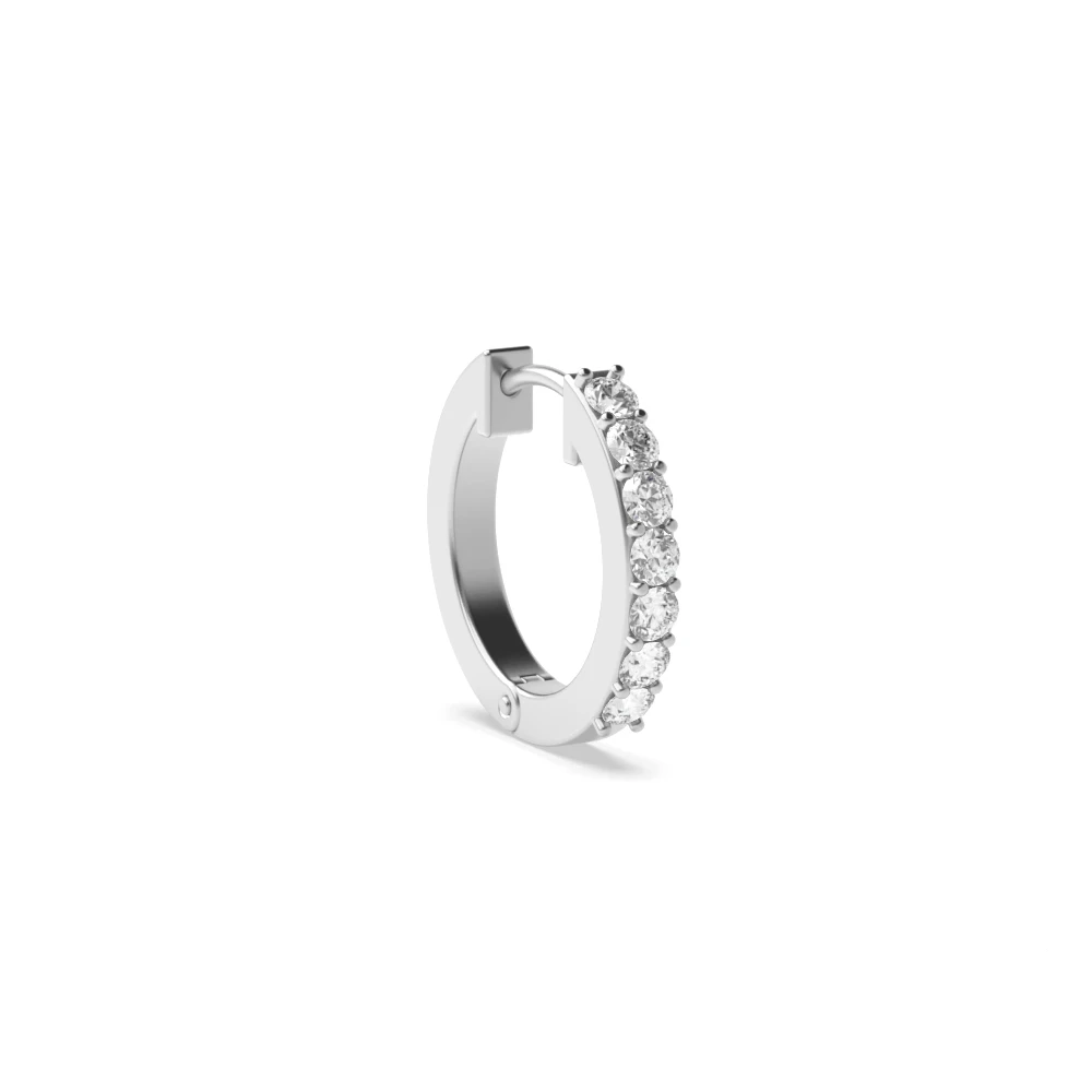 Pave Setting Platinum Classic Single Earring