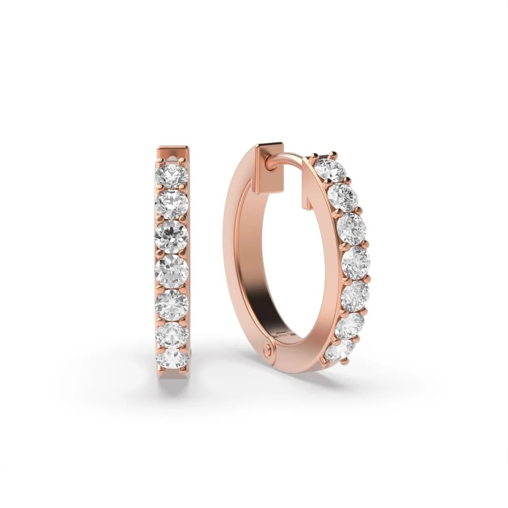 Pave Setting Rose Gold Classic Hoop Earrings