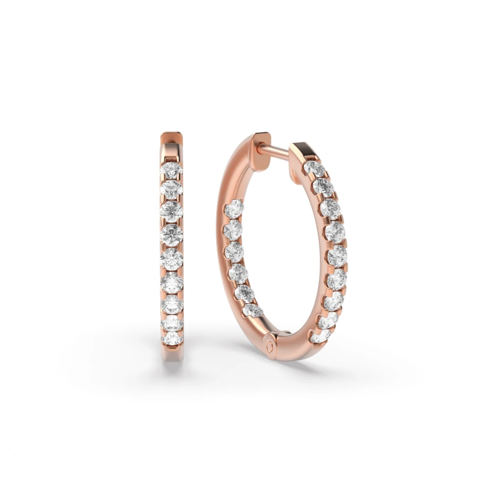 4 Prong Rose Gold Delicate small Hoop Earrings