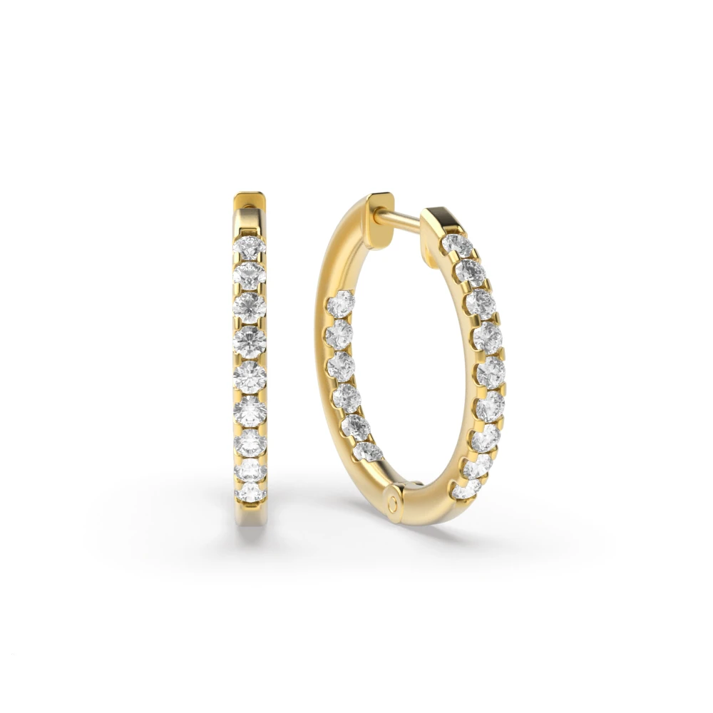 4 Prong Yellow Gold Delicate small Hoop Earrings