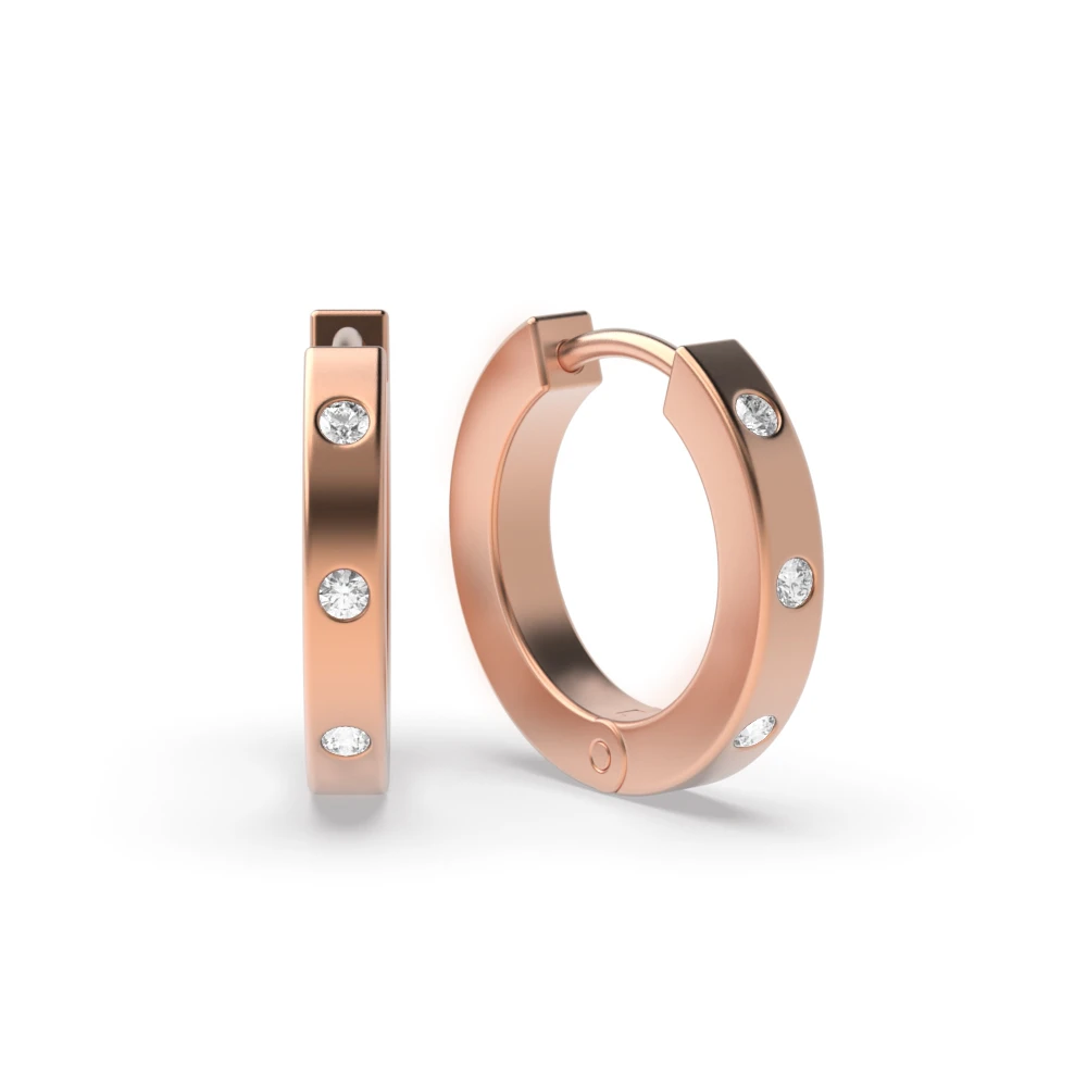 Flush Setting Rose Gold Petit Hoop Earrings