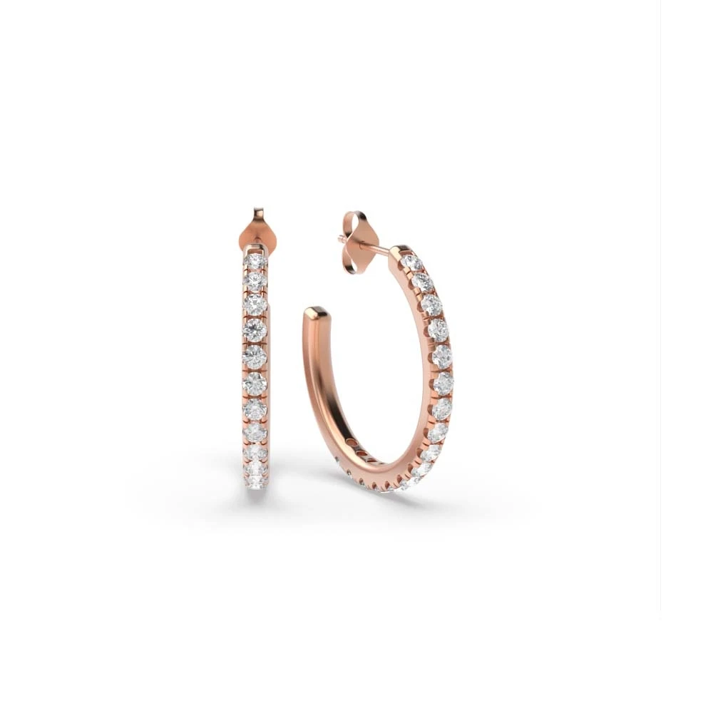 4 Prong Rose Gold Delicate open end Hoop Earrings