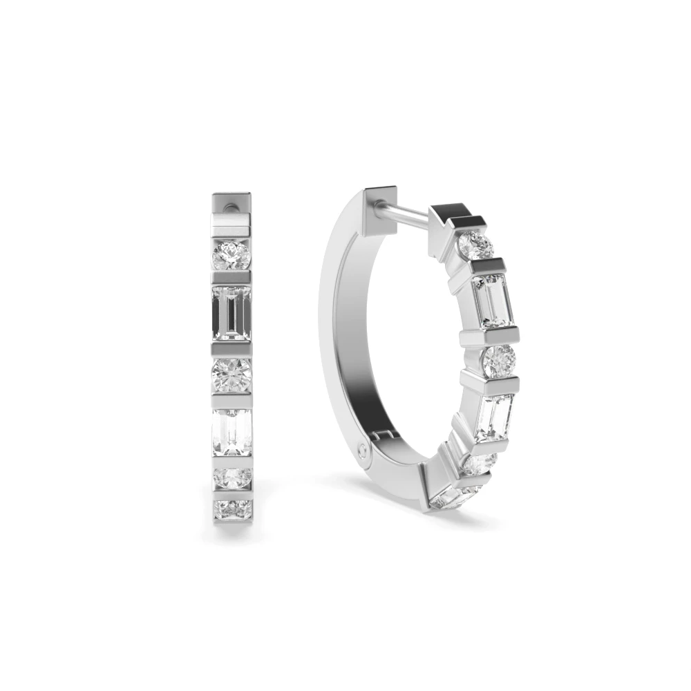 Channel Setting Bar Hoop Earrings