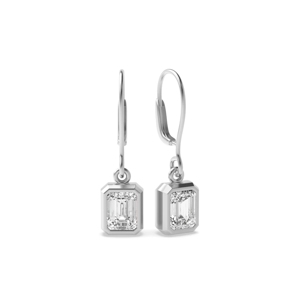 Bezel Setting Hoop stud Drop Earrings