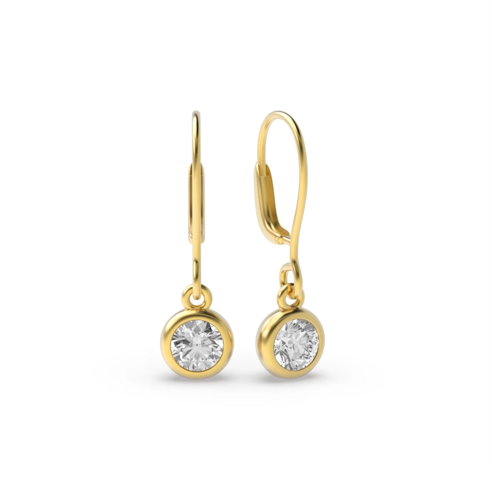 Bezel Setting Yellow Gold Hoop stud Drop Earrings