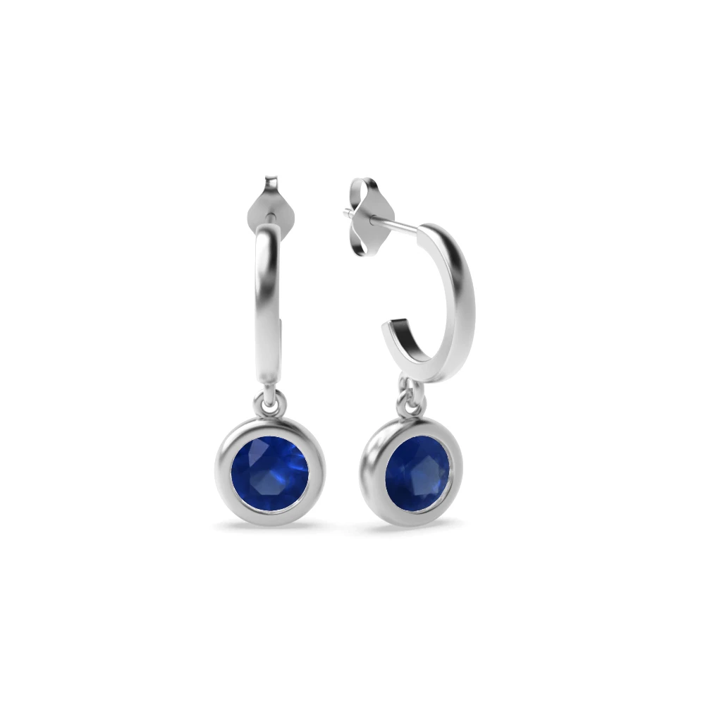 Bezel Setting Huggies Drop Earrings