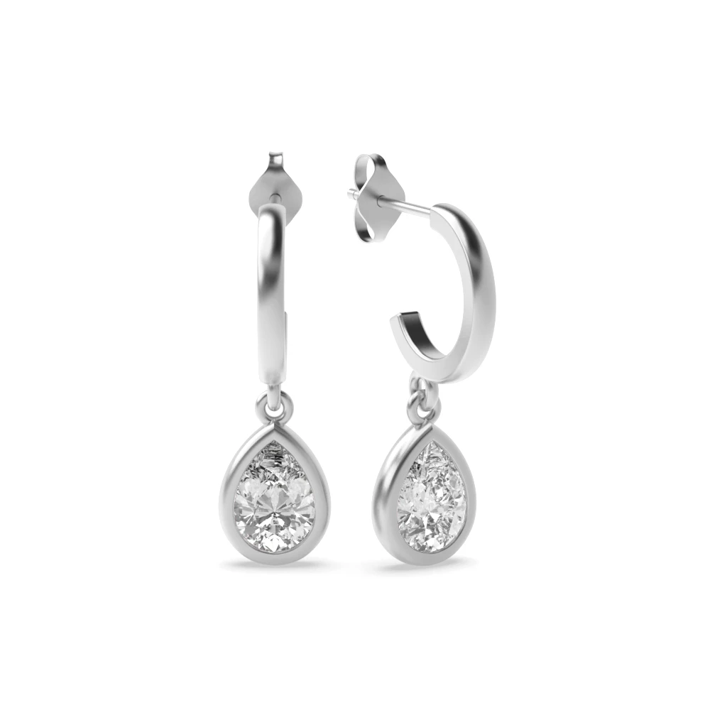 Bezel Setting Huggies Drop Earrings