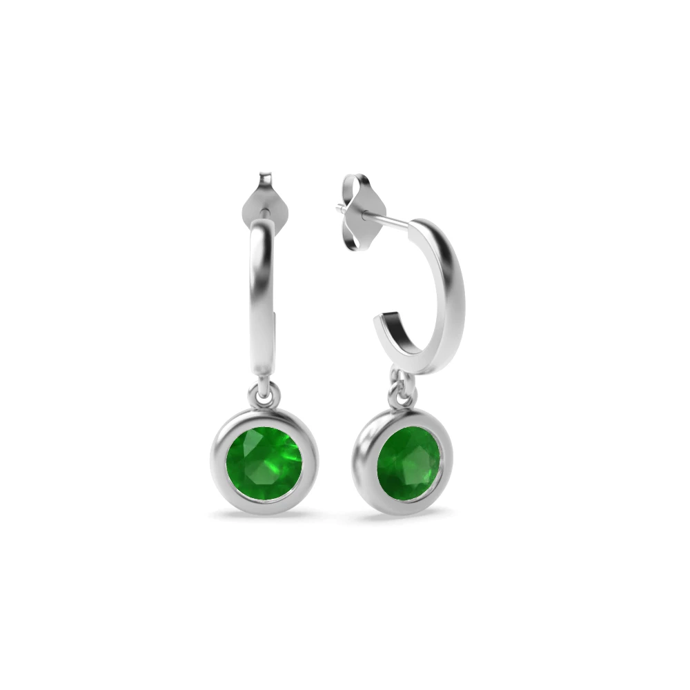 Bezel Setting Huggies Drop Earrings