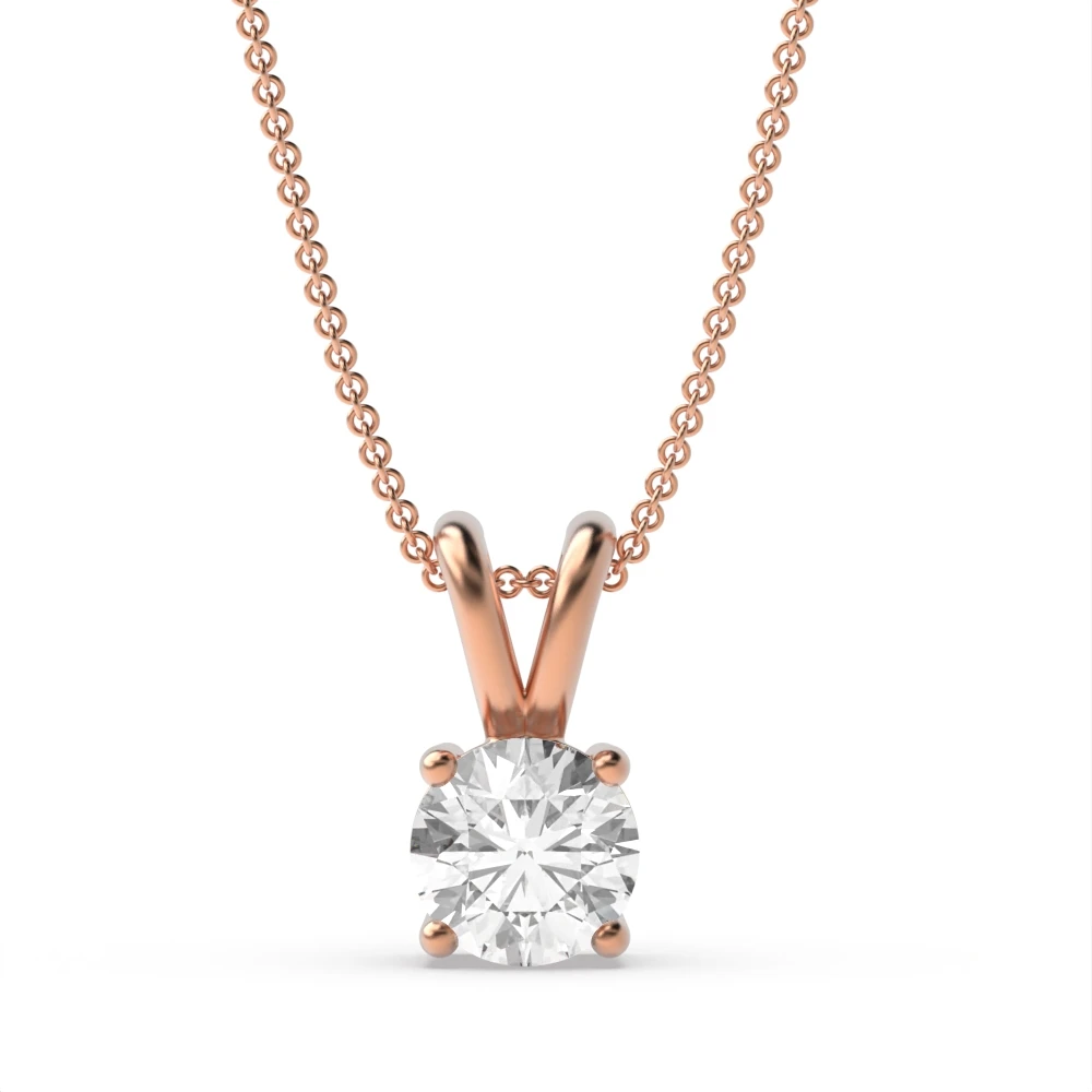 4 Prong Rose Gold Split bale Solitaire Pendant Necklaces