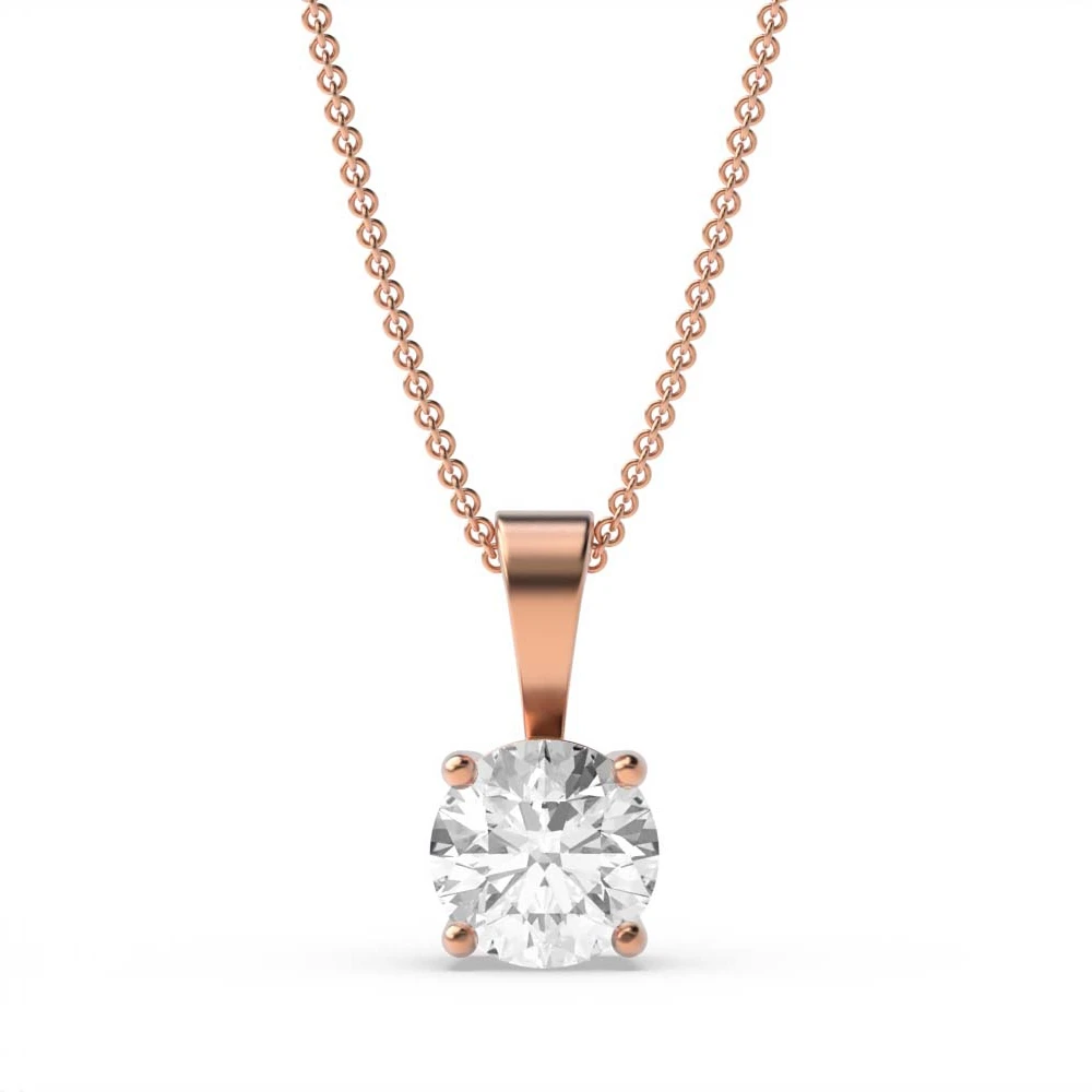 4 Prong Rose Gold Solid bale basket set Solitaire Pendant Necklaces