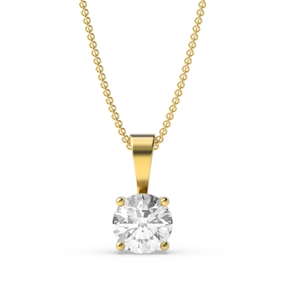 4 Prong Yellow Gold Solid bale basket set Pendant Necklaces