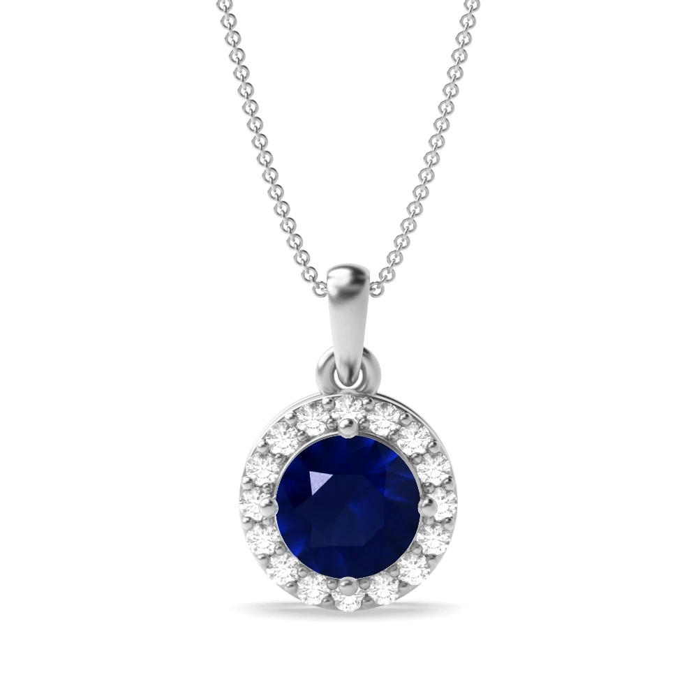 4 Prong Elegant Halo Pendant Necklaces