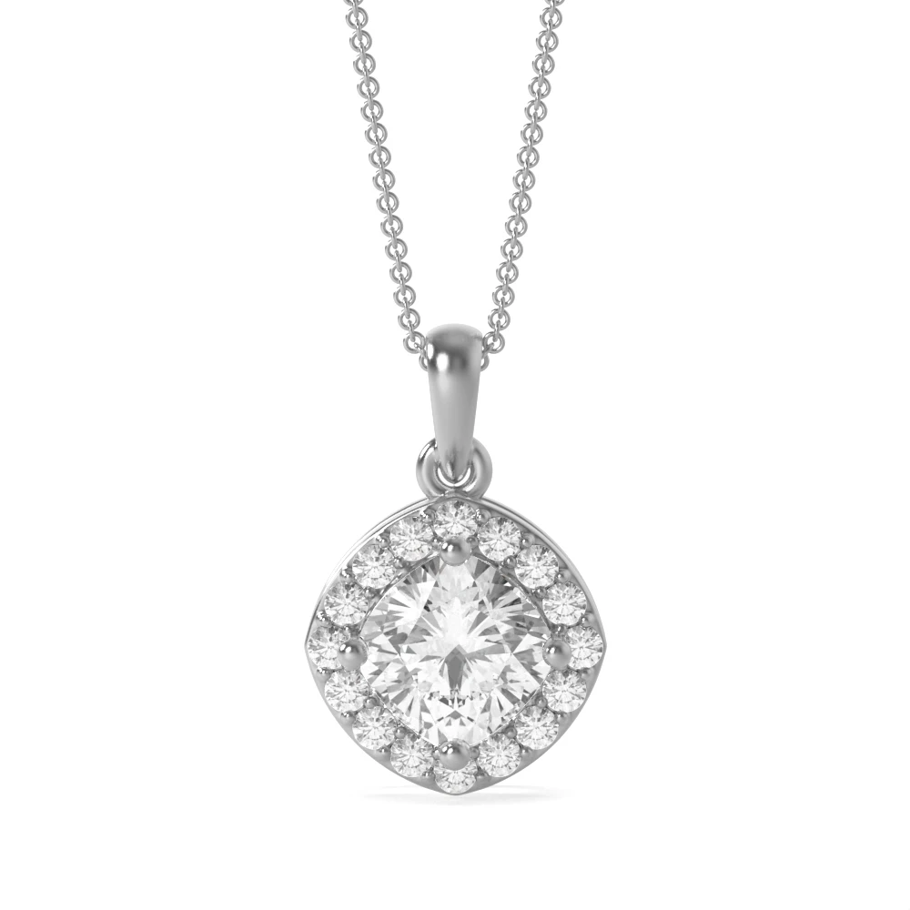 4 Prong Elegant Halo Pendant Necklaces