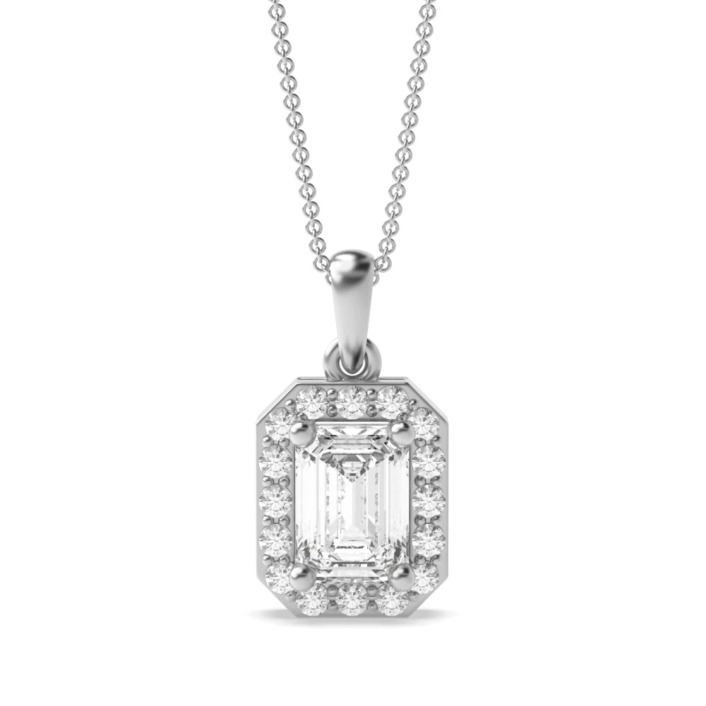 4 Prong Elegant Halo Pendant Necklaces