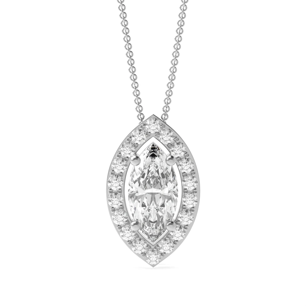 4 Prong Elegant Halo Pendant Necklaces