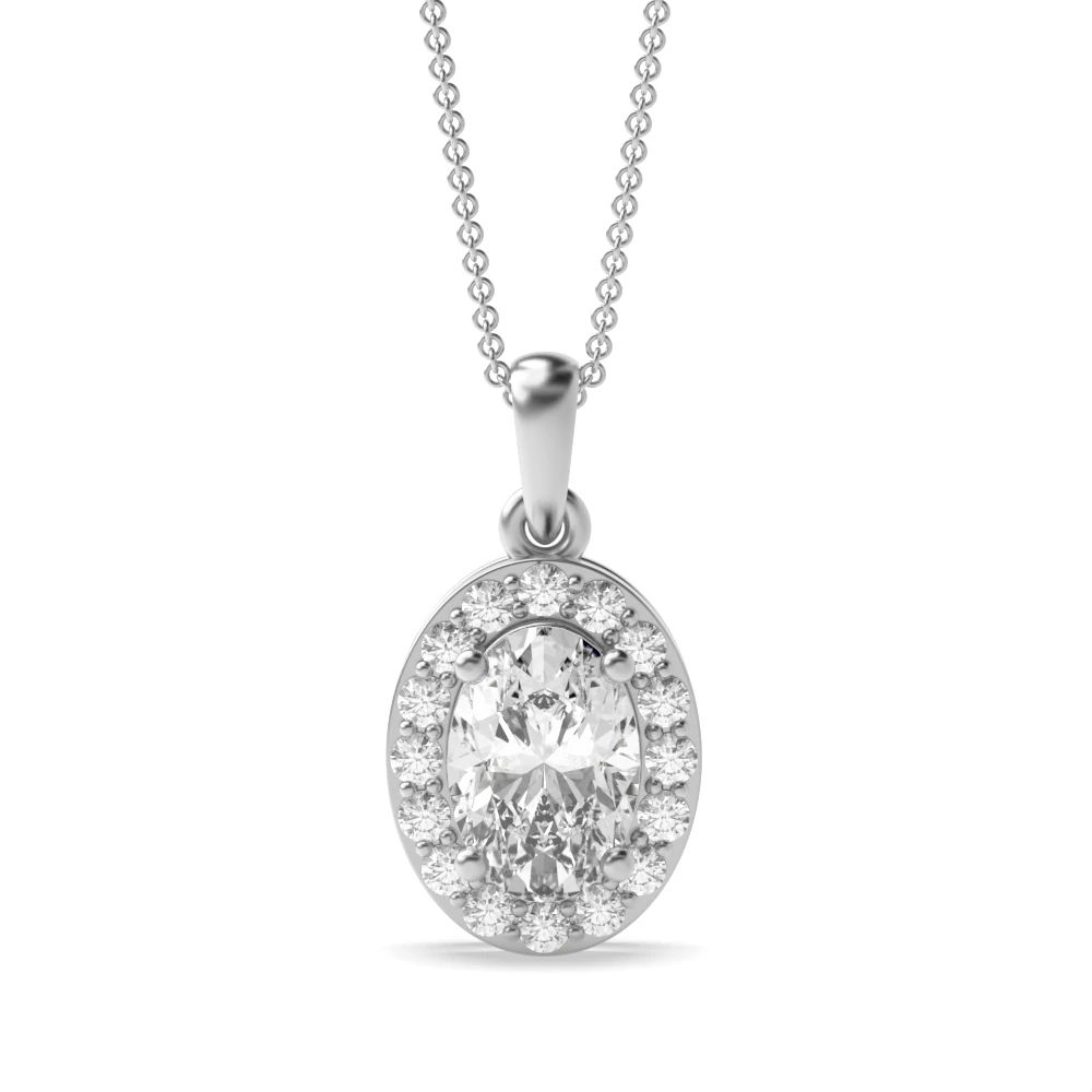4 Prong Elegant Halo Pendant Necklaces