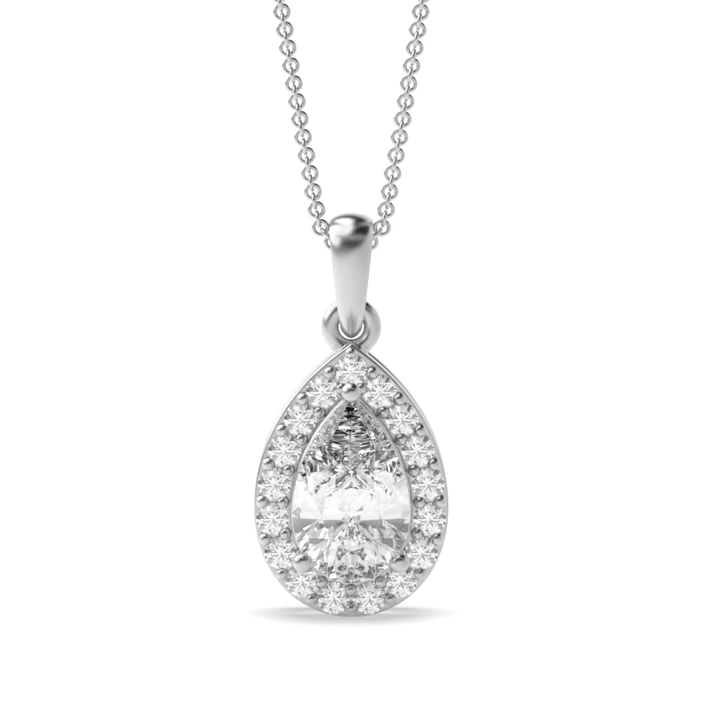 4 Prong Elegant Halo Pendant Necklaces