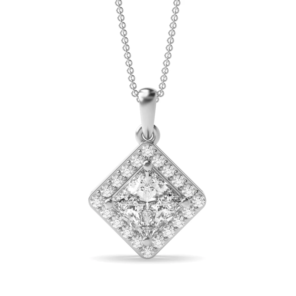 4 Prong Elegant Halo Pendant Necklaces