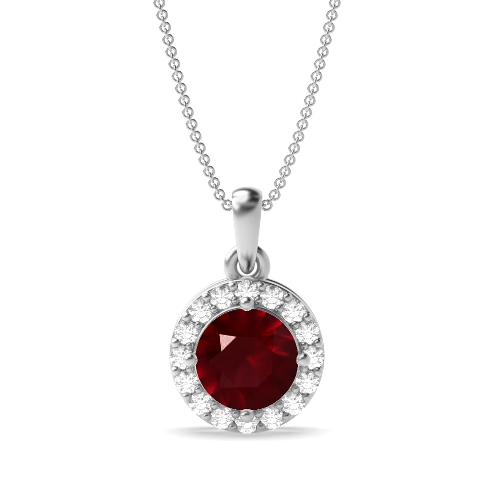 4 Prong Elegant Halo Pendant Necklaces