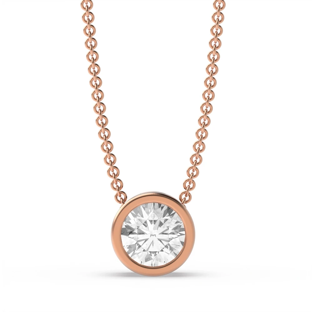 Bezel Setting Rose Gold Classic Solitaire Pendant Necklaces