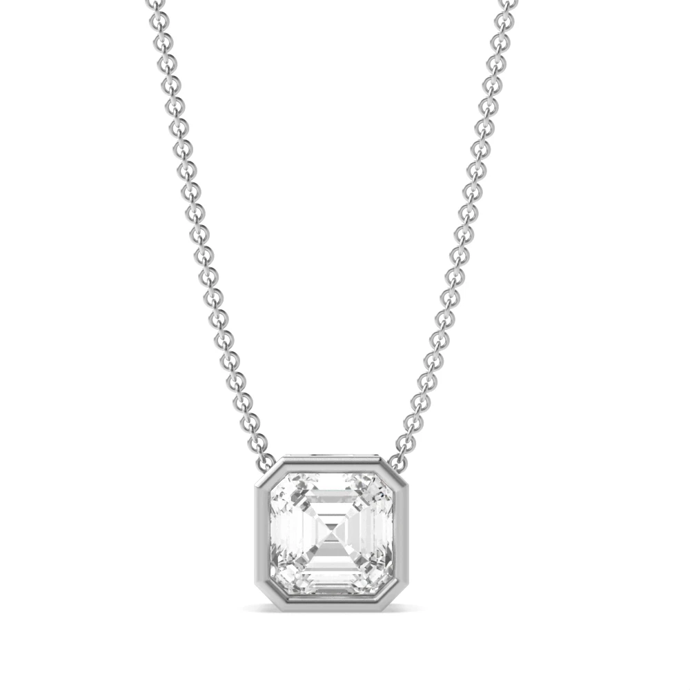 Bezel Setting Classic Solitaire Pendant Necklaces