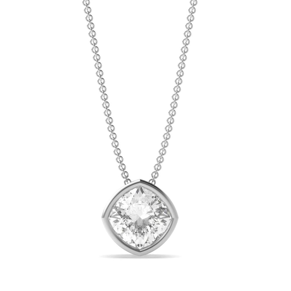 Bezel Setting Classic Solitaire Pendant Necklaces