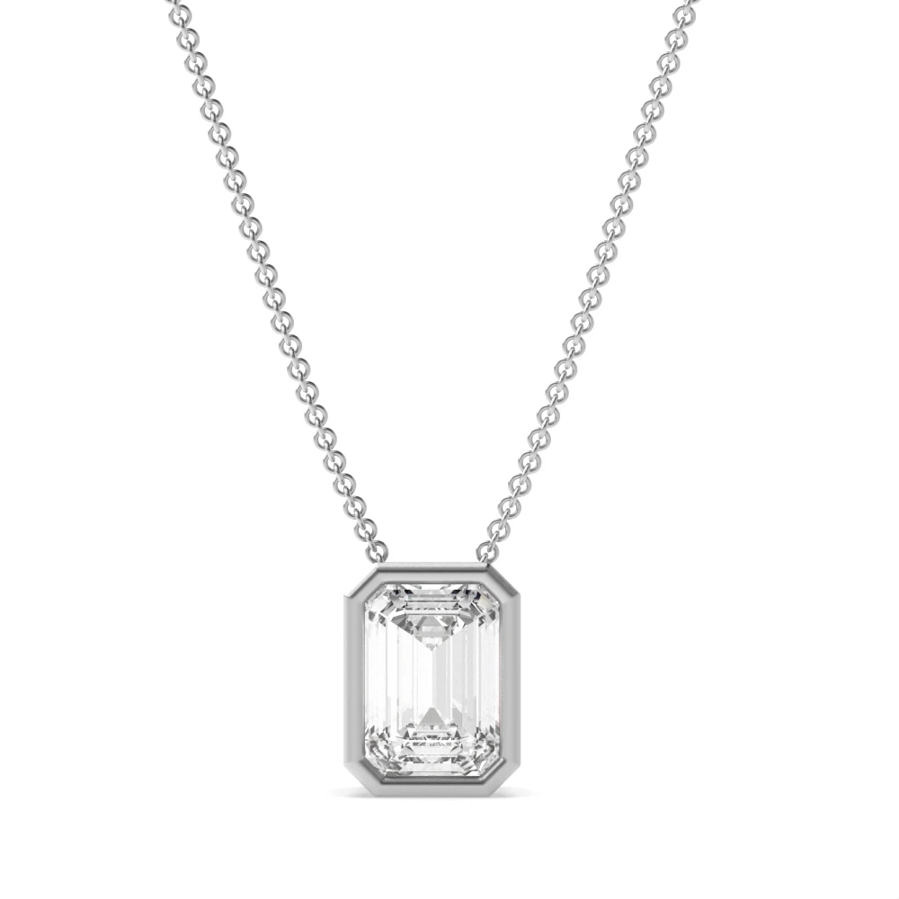 Bezel Setting Classic Solitaire Pendant Necklaces