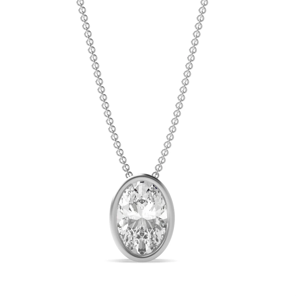 Bezel Setting Classic Solitaire Pendant Necklaces