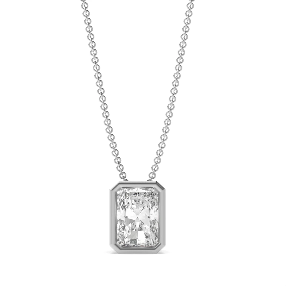 Bezel Setting Classic Solitaire Pendant Necklaces