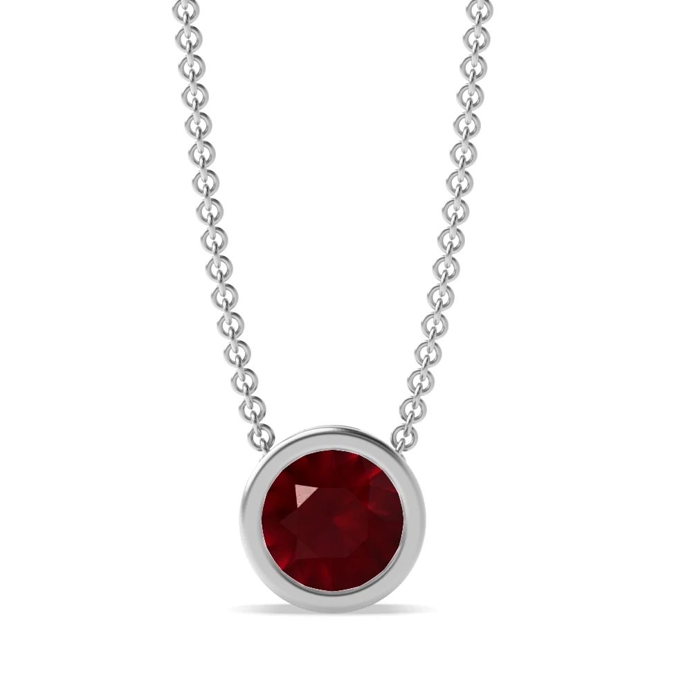 Bezel Setting Classic Solitaire Pendant Necklaces