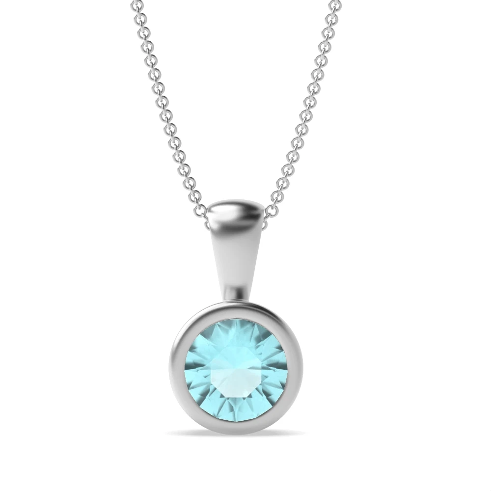 Bezel Setting Solid bale Solitaire Pendant Necklaces