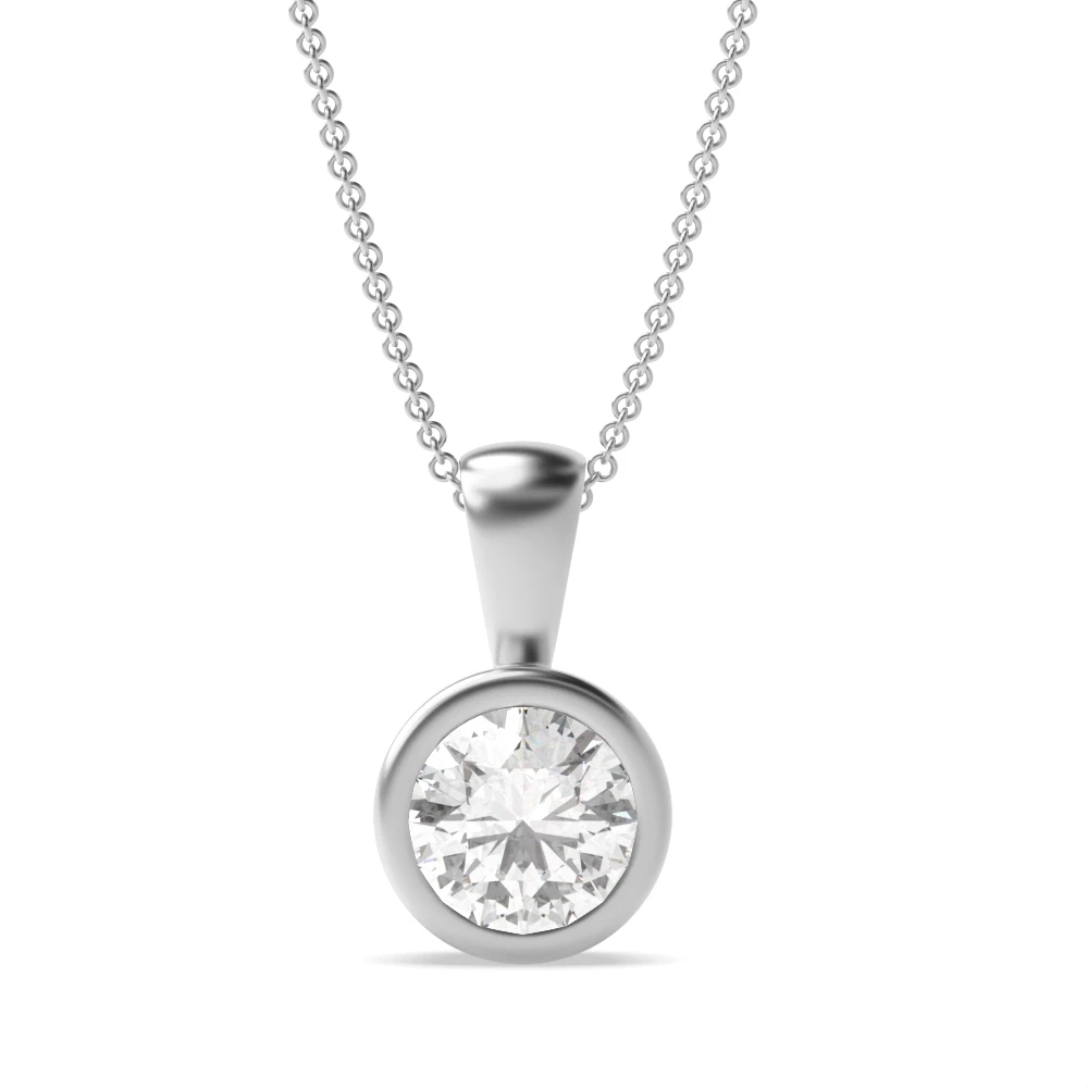 Bezel Setting Solid bale Solitaire Pendant Necklaces