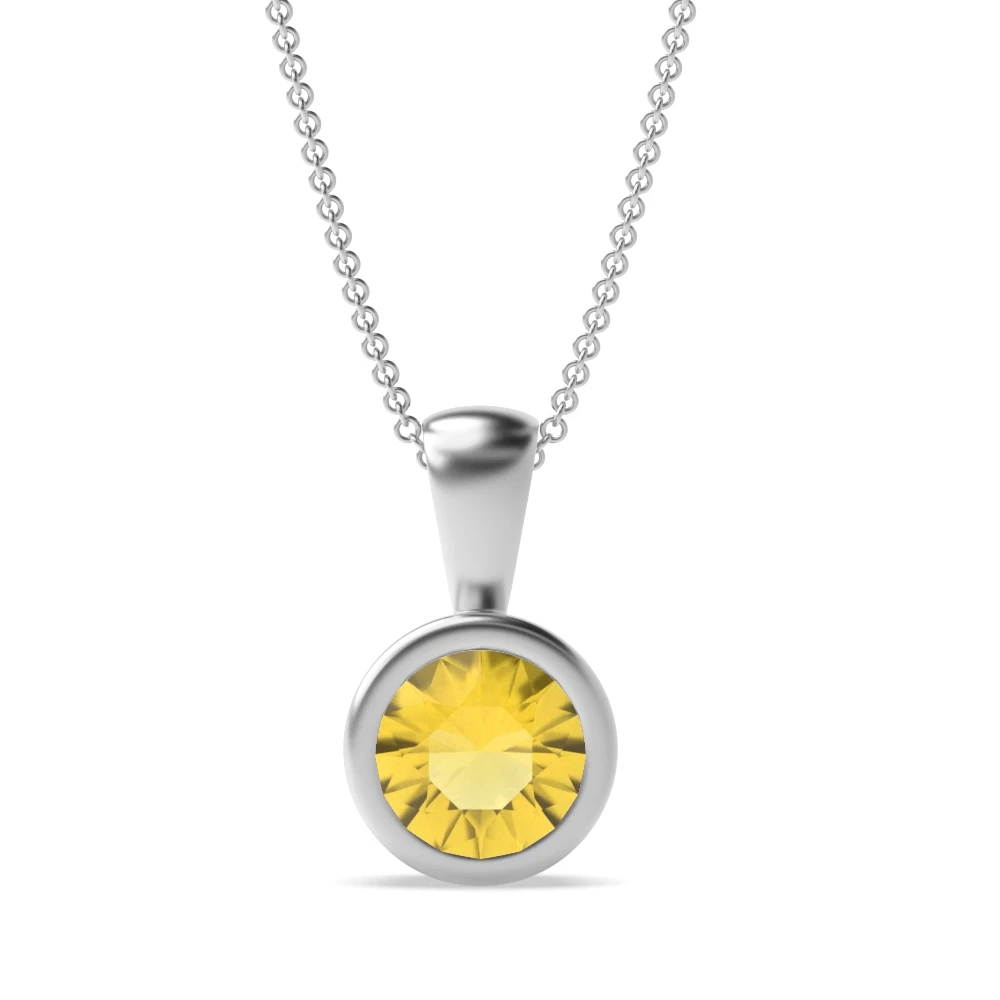 Bezel Setting Solid bale Solitaire Pendant Necklaces