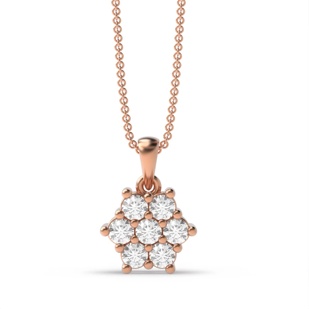 4 Prong Rose Gold Star Cluster Pendant Necklaces